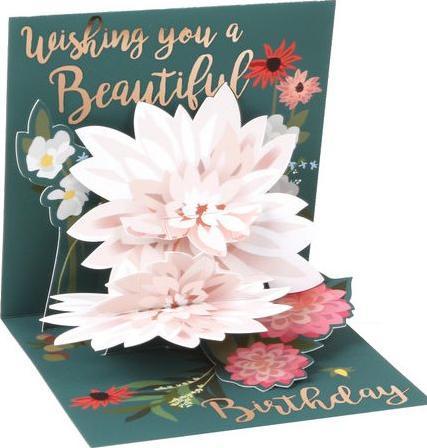 Up with paper Biglietto di compleanno pop-up con motivo floreale