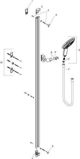 Actual product image hansgrohe Raindance Select S 150 3jet hand shower / Raindance Unica shower rail set : Colour - (3 Beam types, 16 l/min)