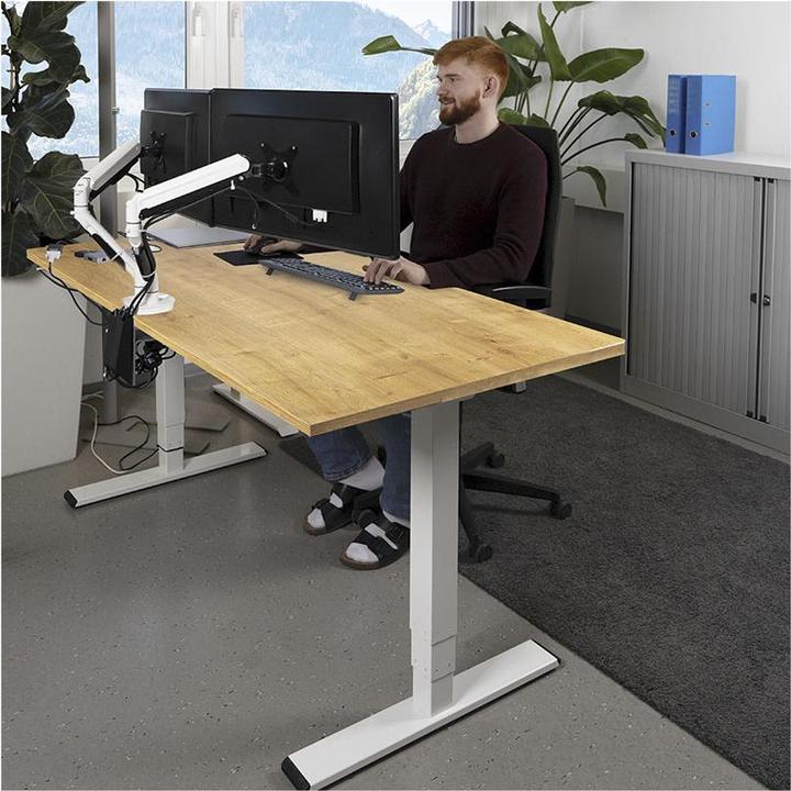 Immagine prodotto Contini höhenverstellbarer Bürotisch 1.4x0.8m Eiche / Gestell ET225E weiss