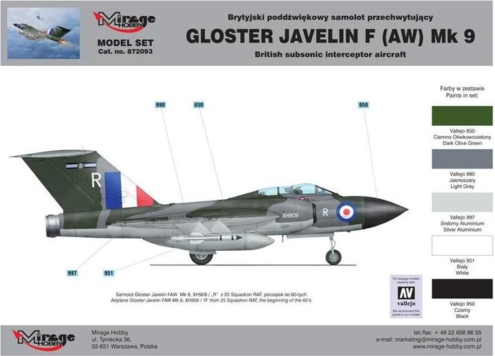 Produktbild Mirage Hobby Gloster Javelin F (AW) Mk 9 (British Subsonic Interceptor Aircraft)