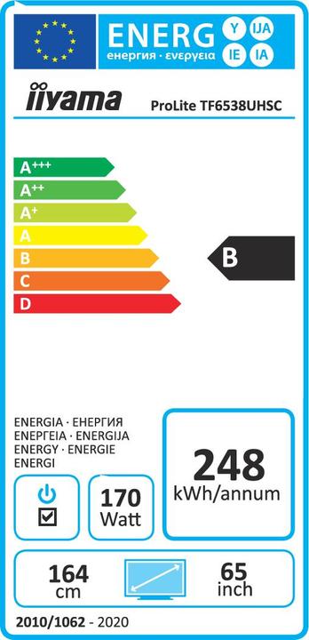 Energie-Label iiyama Prolite TF6538UHSC-B2AG (3840 x 2160 Pixel, 65")