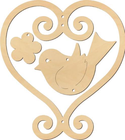 Image du produit VBS Appareil mobile en bois "Oiseau avec un coeur".