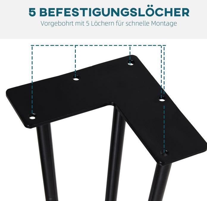 Produktbild Swisshandel24 Tischbeine, 4er-Set Tischfüsse, Möbelfüsse aus Stahl 12 x 12 x 72 cm Schwarz