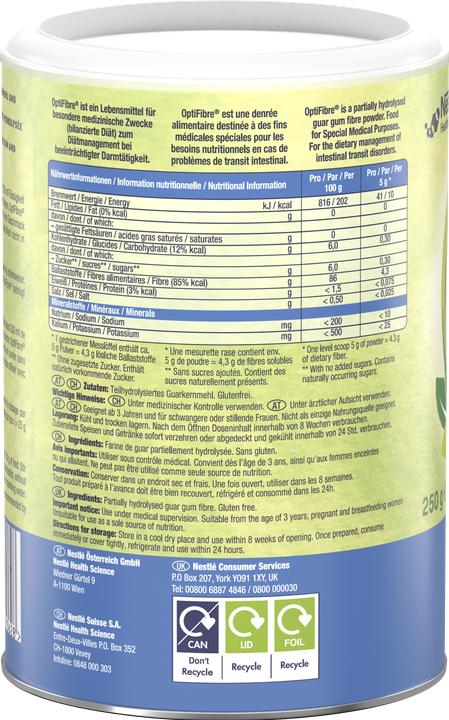Valori nutrizionali e ingredienti Optifibre Polvere (nuovo) (1 Pezzo/i, Polvere, 250 g)