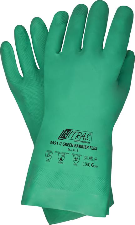 Actual product image Nitras Chemical protective gloves Green Barrier Flex size 11 green EN 388 PPE category III (11)