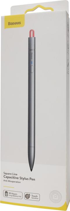 Actual product image Baseus Square Line Capacitive Stylus Pen ACSXB-0G Model CSP01, Alu grey, Blister