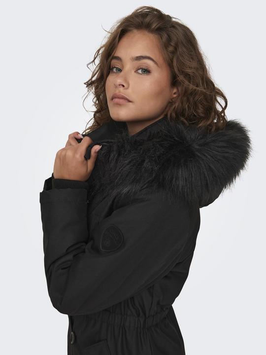 Produktbild Only Kapuze mit abnehmbarem Kunstfell-Rand Gerippte Ärmelbündchen Parka Langer Parka (M)