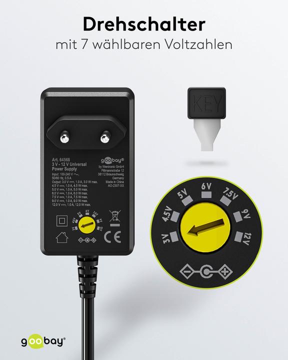 Actual product image Goobay Universal-Netzteil 3 V - 12 V