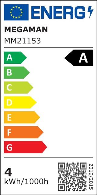 Energy Label Megaman LED Bulb 4W/827 840lm MM21153 A60 Filament E27 50000h EEK A (E27, 4 W, 840 lm, 1 x, A)
