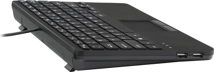 Image du produit Perixx PERIBOARD-525 FR B, mini clavier USB filaire avec touchpad, touches ciseaux, 2 ports USB intégrés (DE, Filaire)
