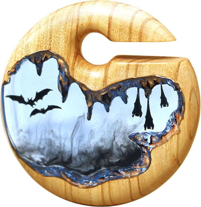 Star Piercing Ohrgewicht Fledermäuse Epoxy schwarz aus Olivenholz (ohne Messing, Organisch)