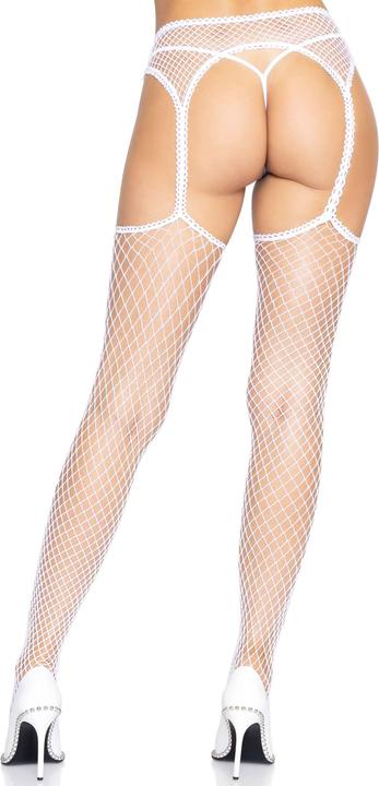 Produktbild Leg Avenue Netzstrümpfe mit Strumpfhalter Weiss (One Size)