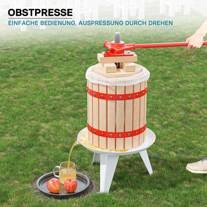 Image du produit Wiltec 18L Presse à fruits incl. torchon pour pressoir vin fruit chêne cidre de pommes