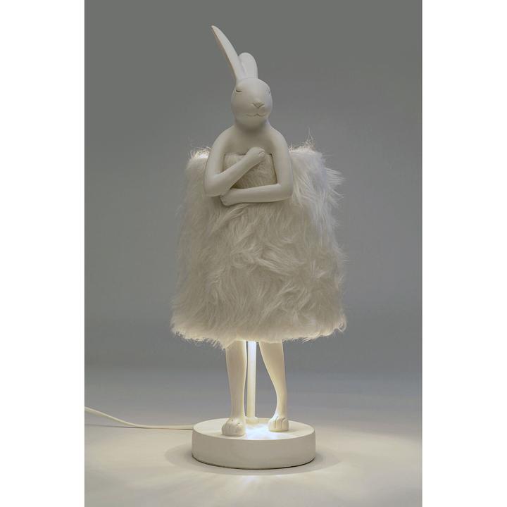 Actual product image Kare Design Animal Rabbit Fur table lamp white/silver 50cm (E14)