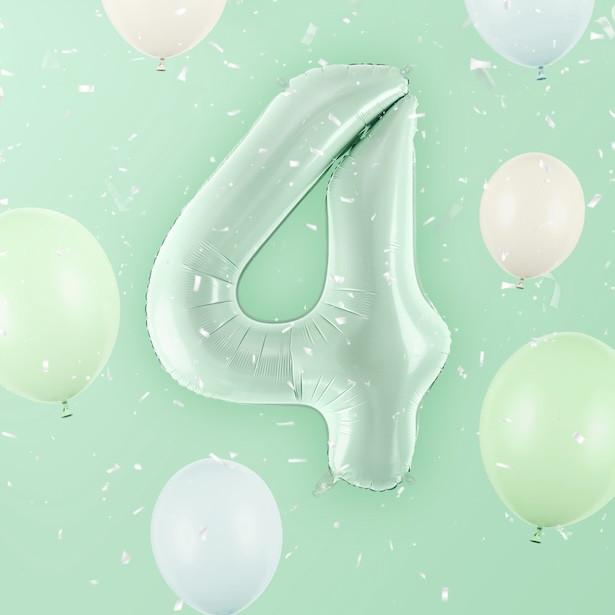 Produktbild Partydeco Ballon alu Chiffre "4" Vert Pastel (1 x)