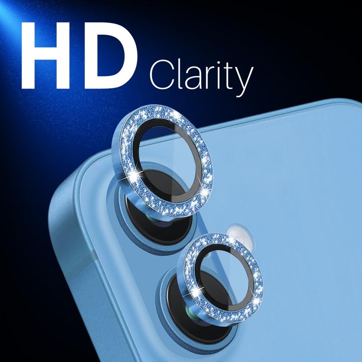 Actual product image Ueli Express Kamera Panzerglas Linsenschutz Glitzer (2 Piece, Apple iPhone 16 Plus, Apple iPhone 16)