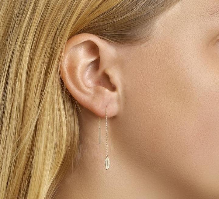 Marie Celeste End -Trekoorbellen Veer - Gold (917, 22 K Gold)