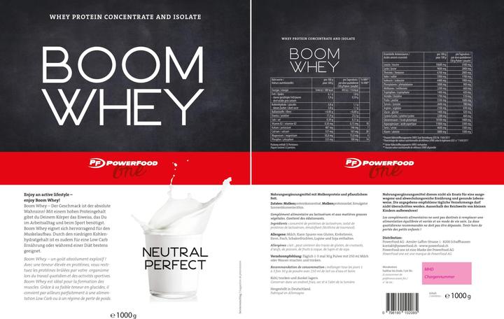 Nährwerte und Zutaten PowerFood One Boom Whey (Neutral, 1 Stk., 1000 g)