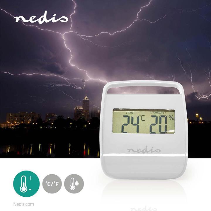 Produktbild Nedis Digitales Thermometer | Innenbereich | Raumtemperatut | Raumfeuchtigkeit | Weiss