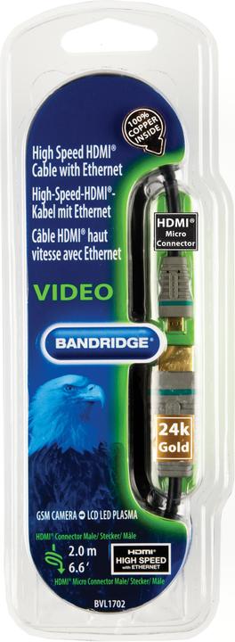 Produktbild Bandridge BLUE Micro-HDMI Kabel (2 m, HDMI)