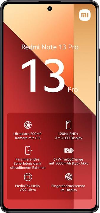 Image du produit Xiaomi Redmi Note 13 Pro (256 Go, Midnight Black, 6.67", Double SIM, 200 Mpx, 4G)
