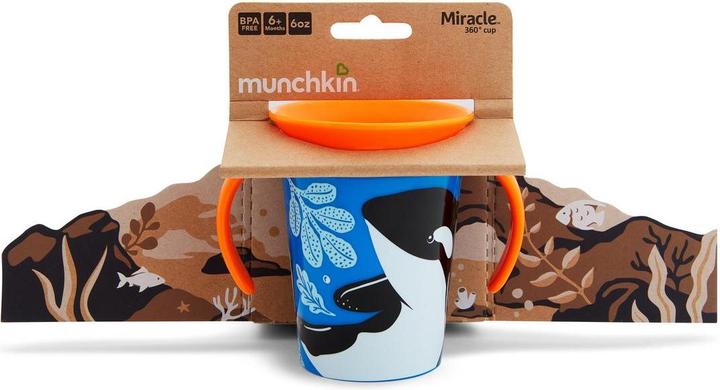 Actual product image Munchkin tutorial cup with handles, orca, miracle 360 Wildlove, 6 months +, 177 ml, 05177502