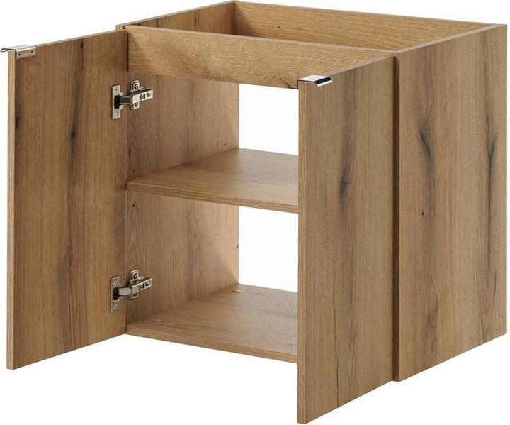 Actual product image En.Casa Waschtisch Skelbolu mit Türen 60x72x40 cm Eicheoptik/Schwarz