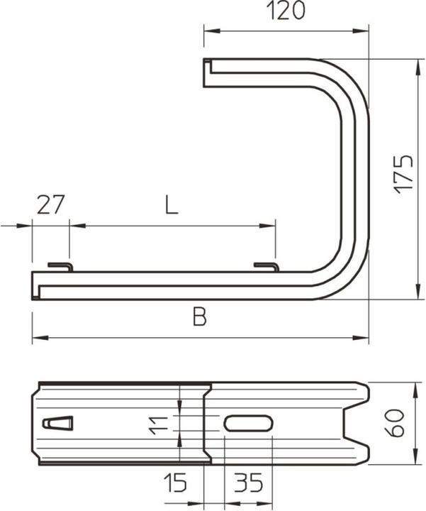 Image du produit OBO Bettermann OBO Support plafond pour bac grillagé 100 mHauteur 175 mm, largeur 145 mmelforzinke