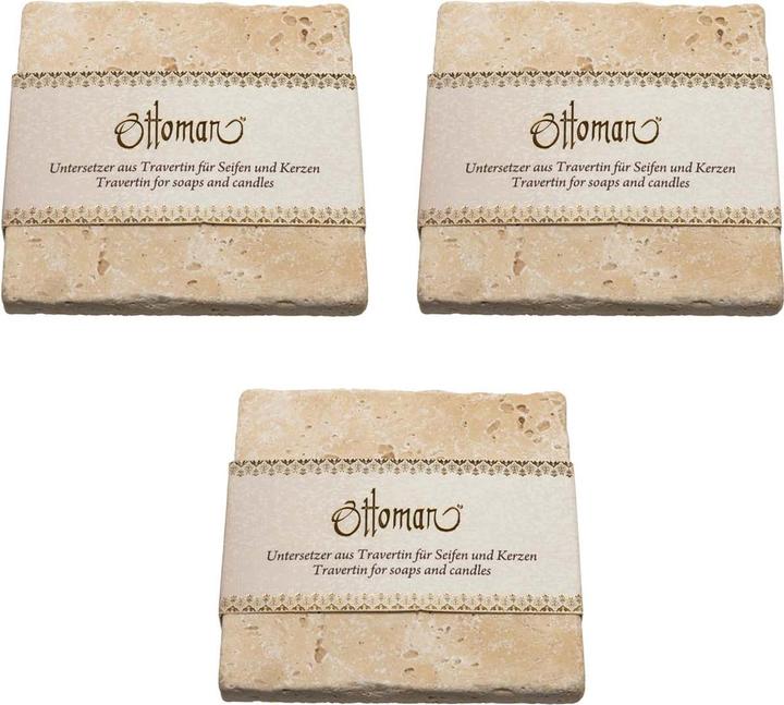 Natura Punto Set of 3 travertine soap dish
