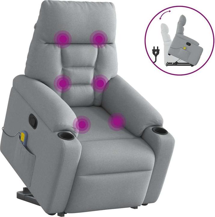 Actual product image VidaXL Massage chair with stand-up aid Light grey fabric