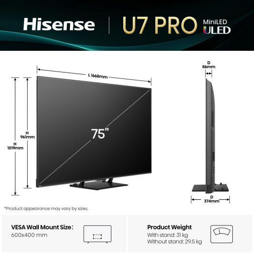 Produktbild Hisense TV 75U7Q PRO (75", U7Q Pro, LED, 4K, 2025)