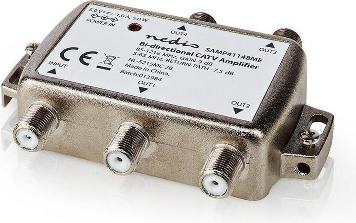 Actual product image Nedis CATV amplifier Gain dBi (with antenna cable): 9 dB 85-1218 MHz Number of outputs: 4 (9 dB, Antenna cable)