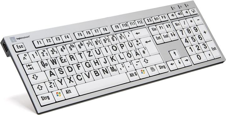 Actual product image Logickeyboard LKB-LPRNTBW-AJPU-EN USB QWERTY German Multi Keyboard (DE, Cable)