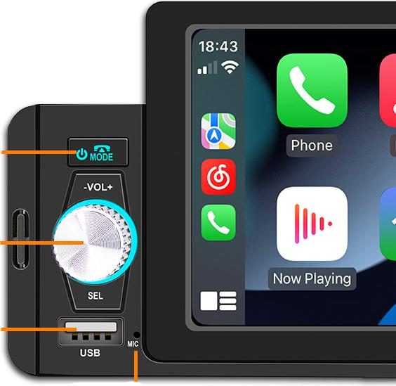 Immagine prodotto Werkstein Digitales Autoradio FM Transmitter, MP5, Bluetooth, CarPlay, Android Auto (Auto Android, MirrorLink, Apple Carplay)