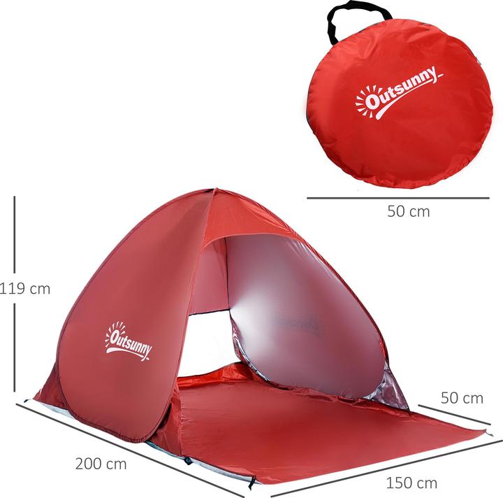 Produktbild Outsunny Pop-Up Zelt für 2 Personen (Wurfzelt, 0.80 kg, 2 Personen)