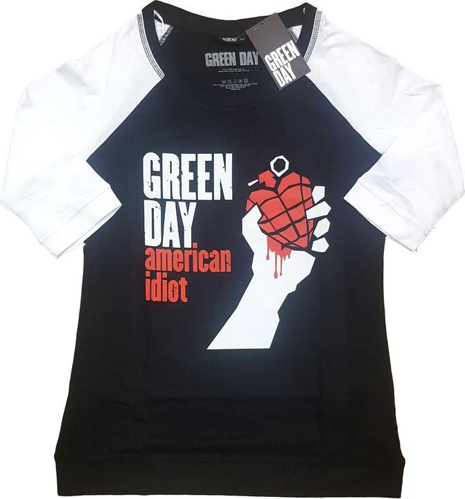 Actual product image Green Day American Idiot (Black, White) Raglan (Girlie) (3XL)