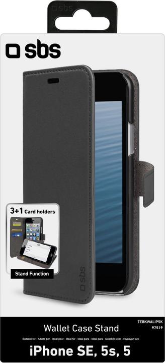 Image du produit SBS Etui portefeuille livre avec fonction support pour iPhone SE/5S/5 (Apple iPhone SE, Apple iPhone 5s, Apple iPhone 5)