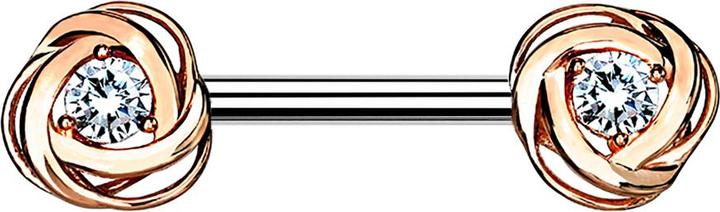 Star Piercing Barbell rosegold Rosenblüte Kristall silber (Chirurgenstahl 316L, Messing)