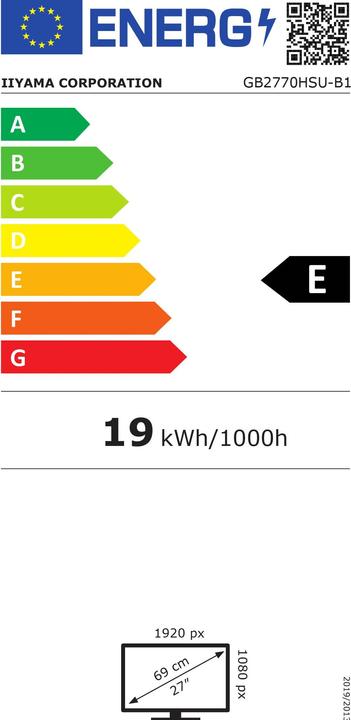 Energie-Label iiyama G-Master GB2770HSU-B1 (1920 x 1080 Pixel, 27")