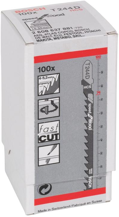 Actual product image Bosch Professional Zubehör Jigsaw blade T 244 D Speed for Wood, 100-pack