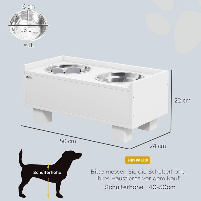 Produktbild Swisshandel24 Hundenapf erhöht, Höhenverstellbar Futternapf für Hunde mit Stauraum, Weiss (1 l)