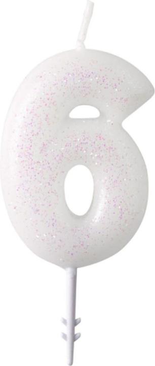 Riethmüller Number Candle 6 Glitter Height 6,5 cm
