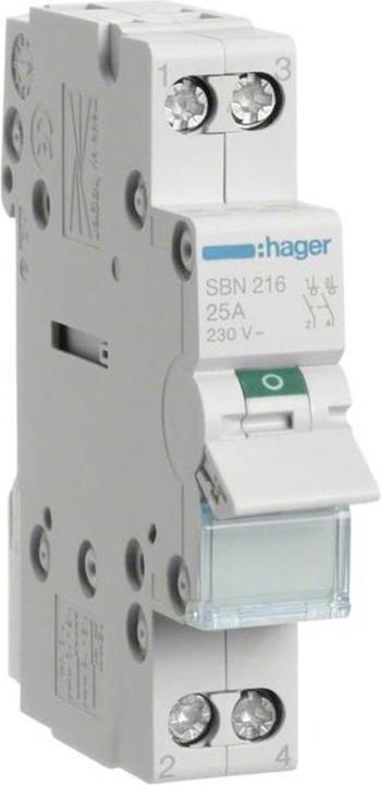 Hager SBN216. Nennstrom: 16 A, Spulenspannung (max): 440 V. Module Menge (max): 1 Modul(e). Breite: 17,5 m (Widerstand)