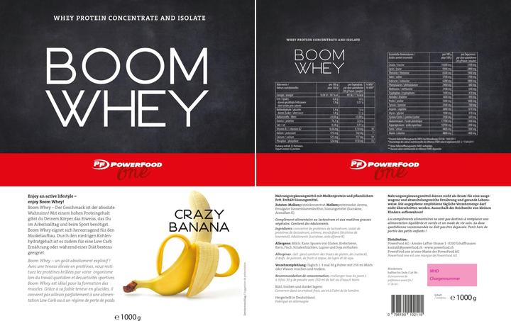 Nährwerte und Zutaten PowerFood One Boom Whey (Banane, 1 Stk., 1000 g)