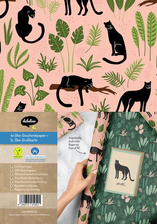 Actual product image Dabelino Wrapping paper set: Panther (vegan, blue) (Wrapping paper)