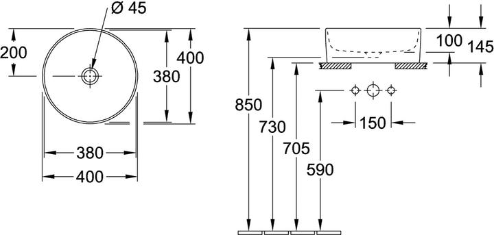 Produktbild Villeroy & Boch V&B Aufsatzwaschtisch COLLARO d= 400mm rund ohne Hahnlochbank we C+ (400 mm, 400 mm)
