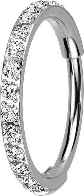 Produktbild Star Piercing Micro Segmentring klappbar silber seitlich Kristalle silber (ohne Messing, Titan G23)