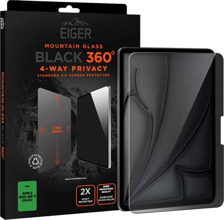 Eiger 4-Wege Privacy Sichtschutz-Glas Full Screen Fit Mountain Black Privacy 360 Tablet (1 Stück, iPad Air 11 2024 (M2))