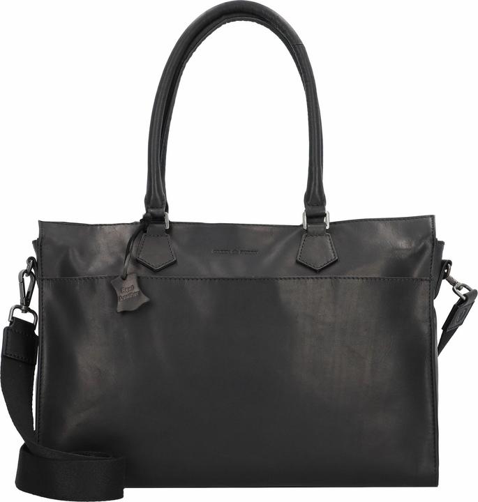 Greenburry Pure Black Schultertasche Leder 40 cm Laptopfach