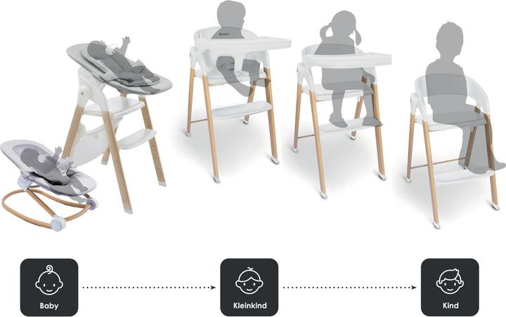 Produktbild BabyGo Hochstuhl Levels white wood optic (Hochstuhl)